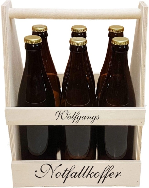 Personalisierter Bierflaschenträger aus Holz